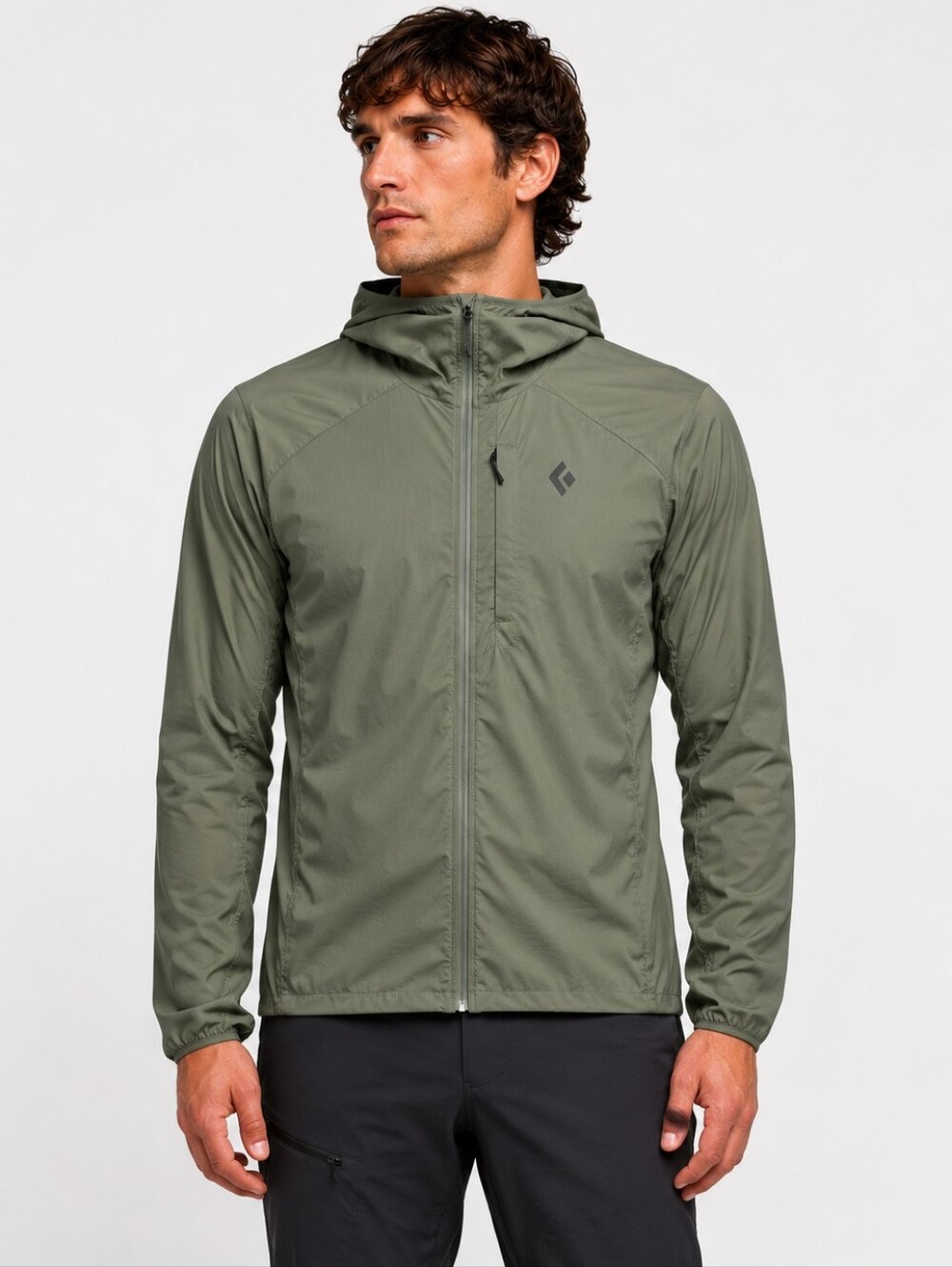 Black Diamond Distance Wind Shell Sage Green Hooded Jacket - XL
